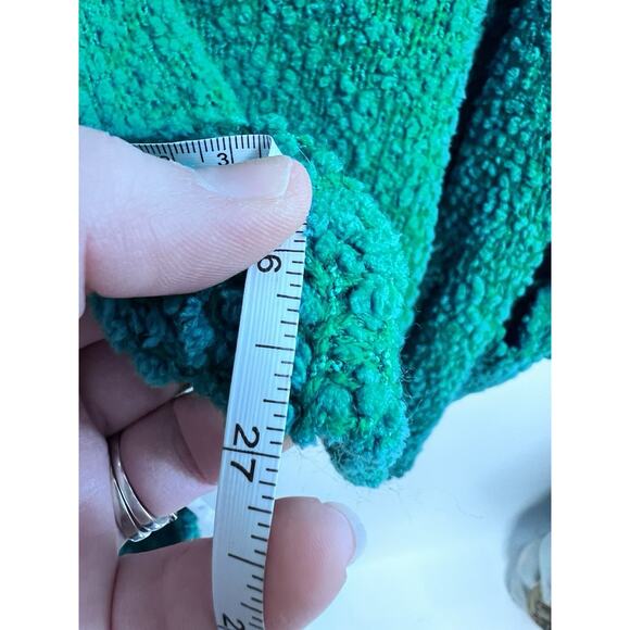 Umgee Open Front Cardigan Sweater Kelly Green Large Popcorn Knit Pockets Holiday - Picture 7 of 7